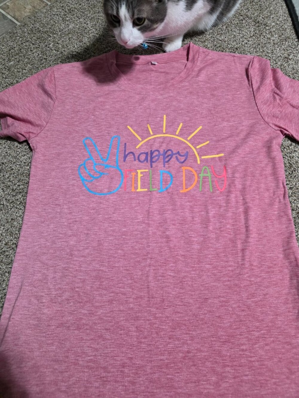Happy Field Day T-Shirt Women's M — Teacher Tee, Heather Pink